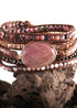 Boho Bracelet, RH 5 Layers Leather Wrap Bracelet, Crystal and Natural Stones